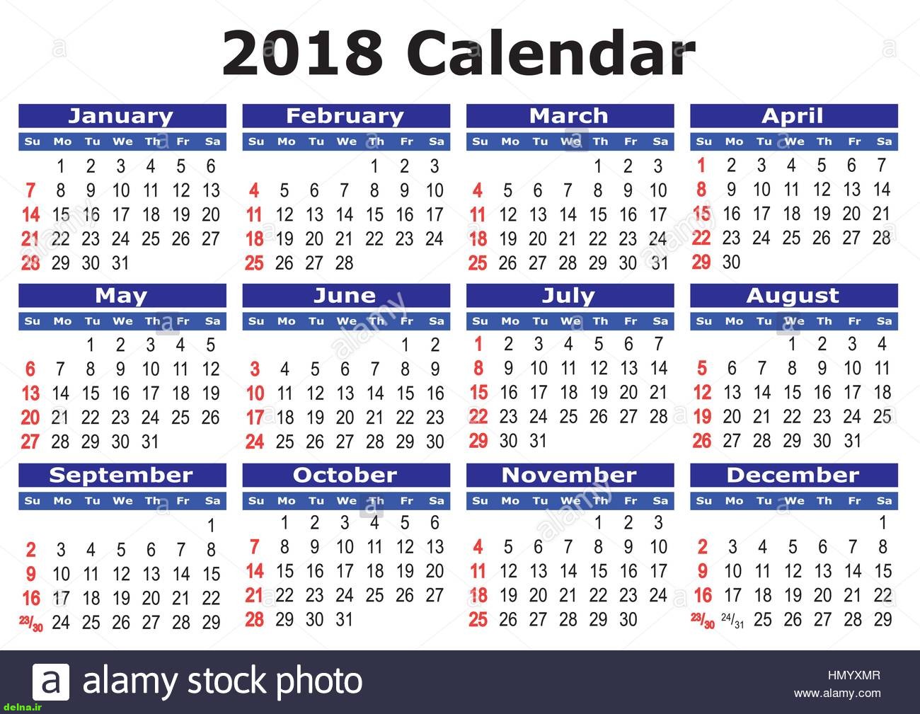 نتیجه تصویری برای ‪Calendar 2018‬‏