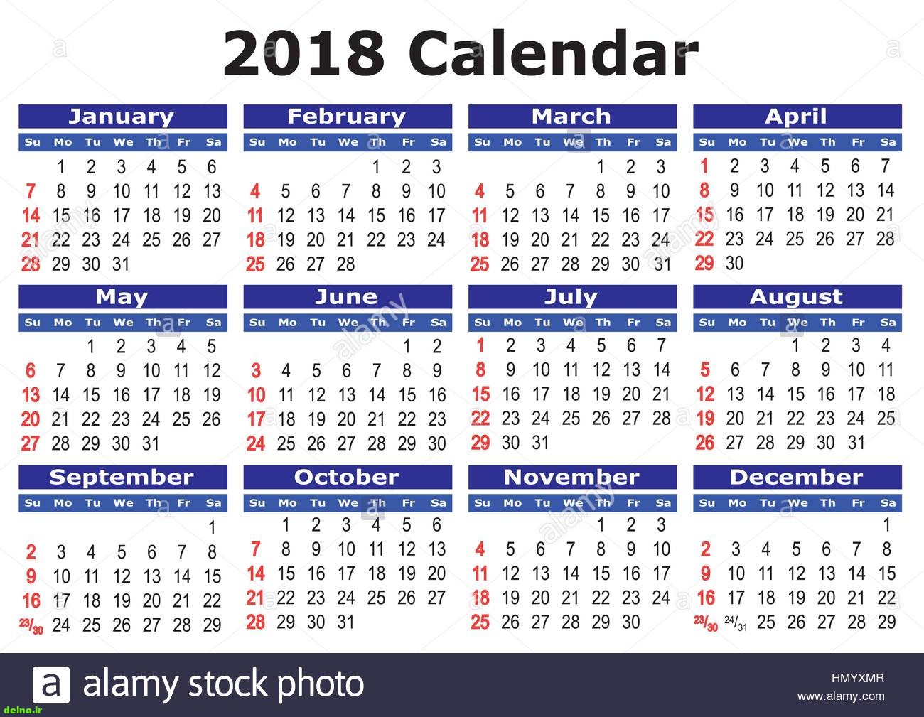 دانلود تقویم 2018 میلادی به همراه مناسبت ها دانلود تقویم 2018 میلادی به همراه مناسبت ها